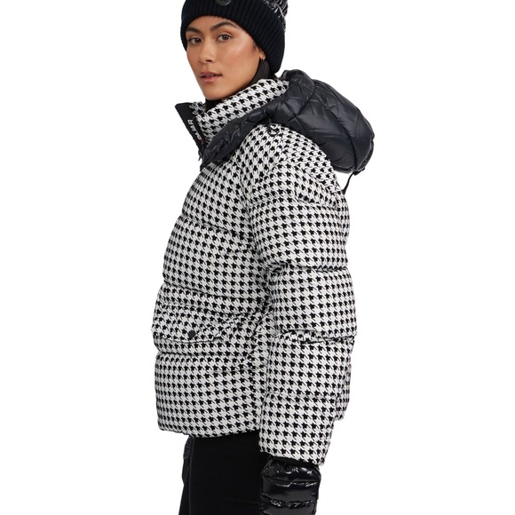 ♥️♥️♥️ Pajar Ascella Boxy Fit Houndstooth Short Puffer Jacket size L ♥️♥️♥️ - Picture 2 of 8